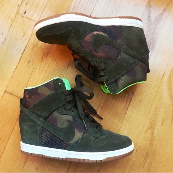 Nike Shoes - Nike dunk sky hi wedge sneakers - green camo